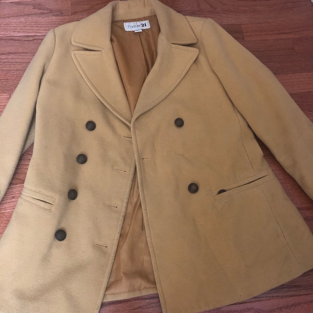 Wool Mustard Color Pea Coat